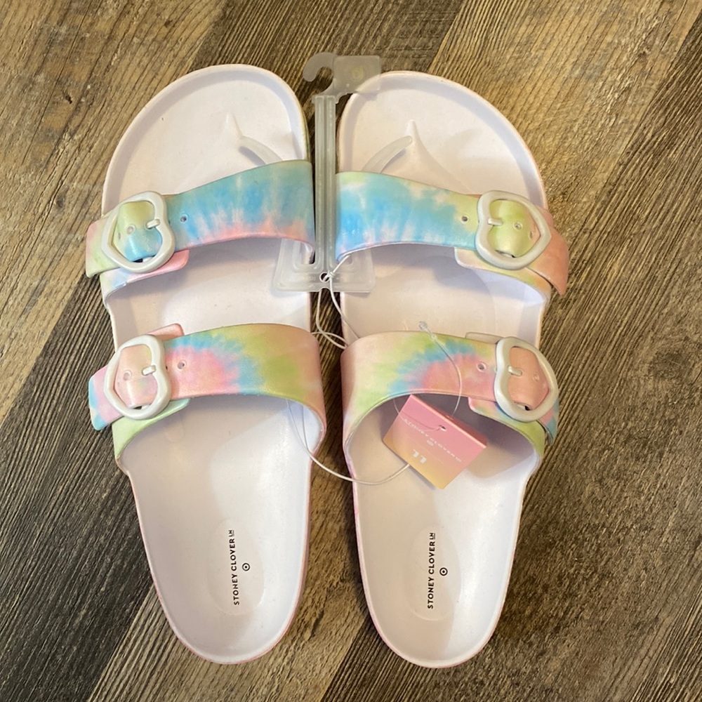 Stoney Clover Lane x Target Rainbow Tie Dye Slide Sandals Size 11 NEW NWT